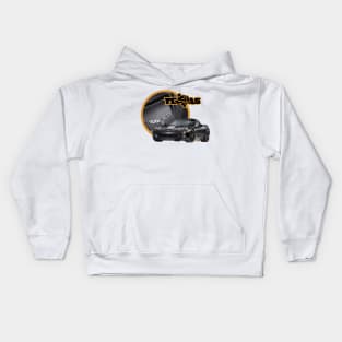 Texas-Style Black Corvette with yellow gold trim Kids Hoodie